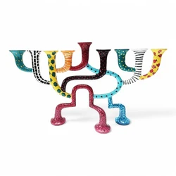 Enamel-painted aluminum menorah- TWIST