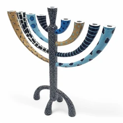 Enamel-painted aluminum menorah- Classic