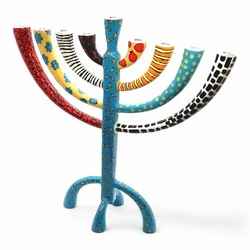 Enamel-painted aluminum menorah- Classic