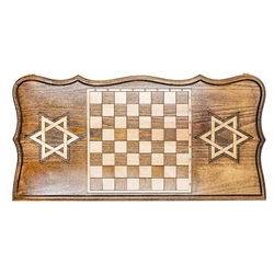 Menorah with a vine and the flag of Israel Chess & Backgammon Set