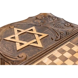 Star of David with a grapevine and Israeli flags Chess & Backgammon Set