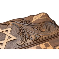 Star of David with a vine and a map of the Land of Israel Chess & Backgammon Set