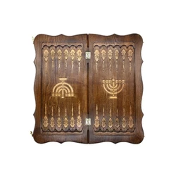 Menorah with a vine and the flag of Israel Chess & Backgammon Set