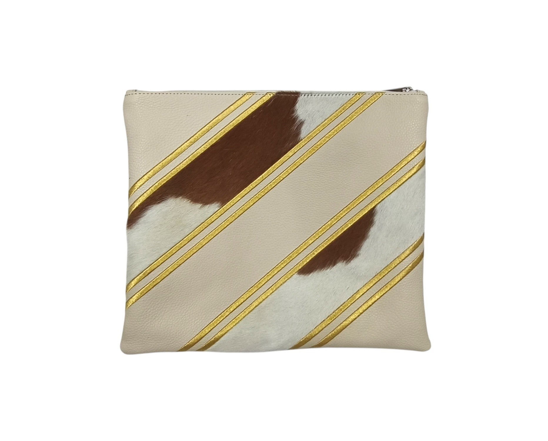 Premium Cream Leather & Brown Natural Fur Tallit & Tefillin Bag Set