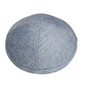 Light Blue Linen Kippah – Natural Linen Yarmulke