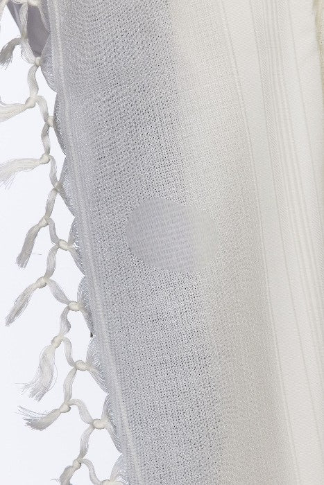 MOOSAF- Non-Slip Fancy pure wool tallit- White stripes