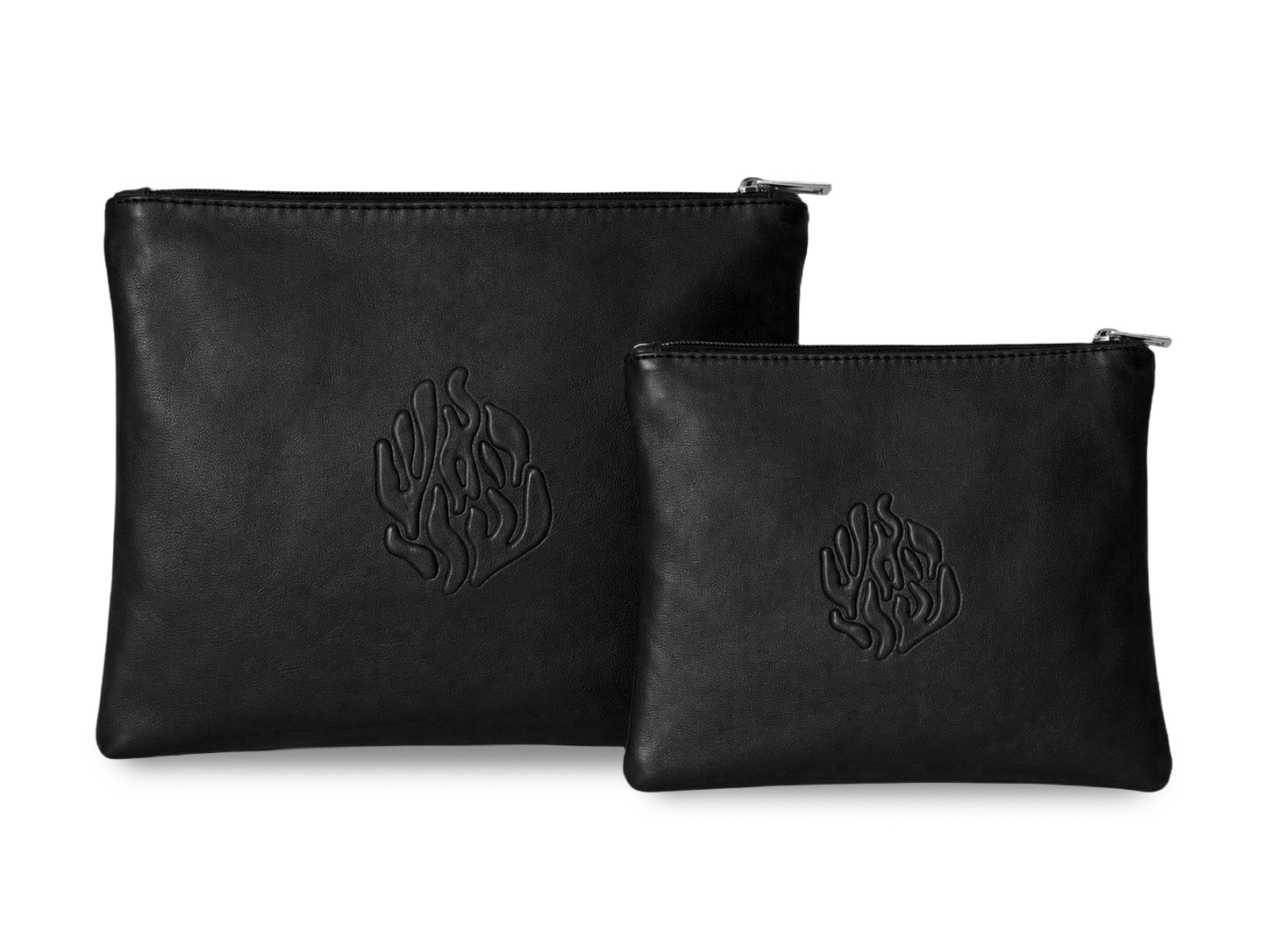 Premium Genuine Leather Tallit & Tefillin Bag Set – Black Flame Logo Edition