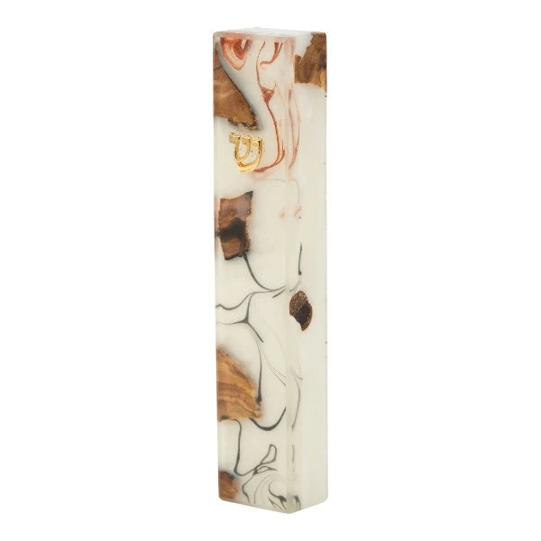 Handcrafted Epoxy & Wood Mezuzah – Medium- White