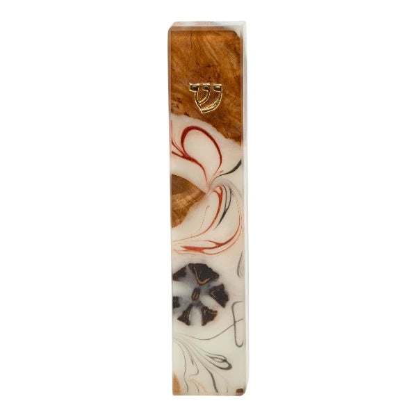 Handcrafted Epoxy & Wood Mezuzah – Medium- White