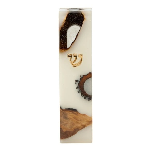 Handcrafted Epoxy & Wood Mezuzah – Small- White