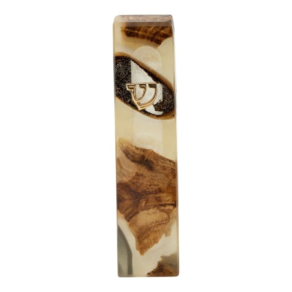 Handcrafted Epoxy & Wood Mezuzah – Small- Beige