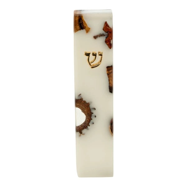 Handcrafted Epoxy & Wood Mezuzah – Small- White