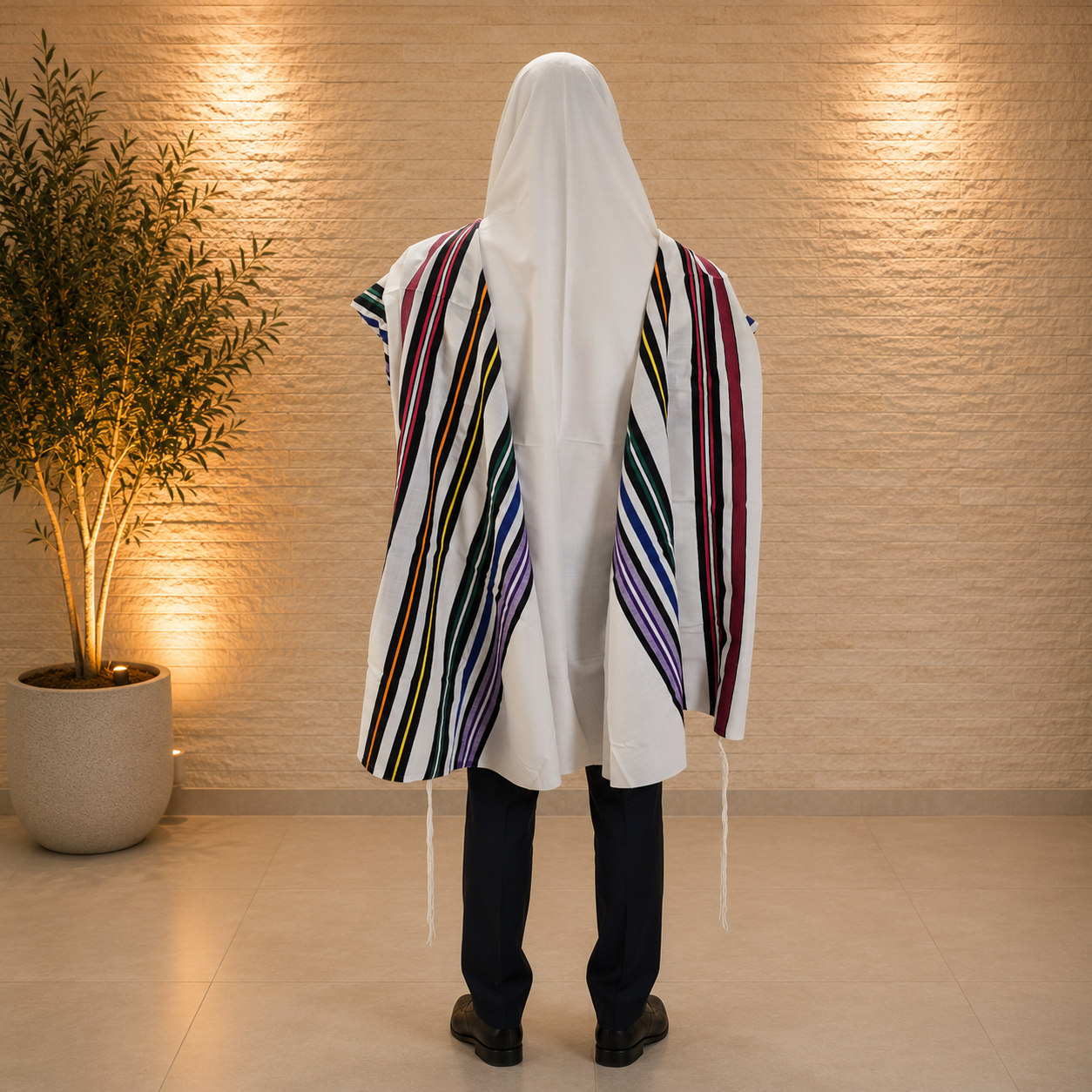 Rainbow Wool Tallit – Made in Israel- Classic texture