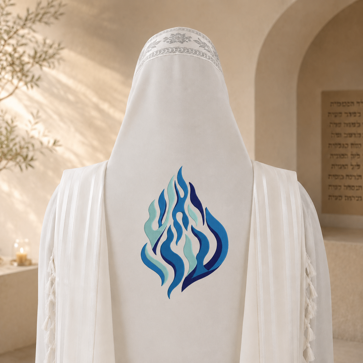 3D Flame Embroidery – Premium Back Design | Shades of Blue