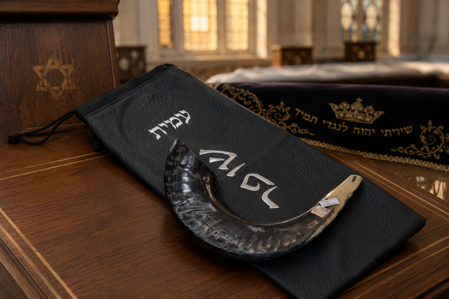 Premium Black Faux Leather Shofar Bag
