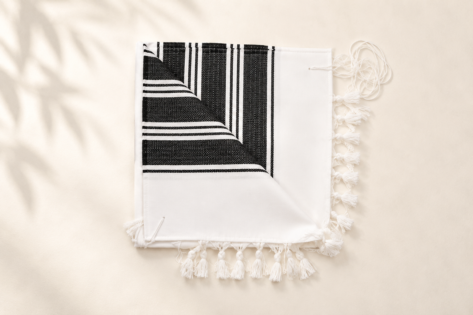 Hallelujah - Premium Handwoven-Style Wool Tallit with Non-Slip Fabric - Black Stripes
