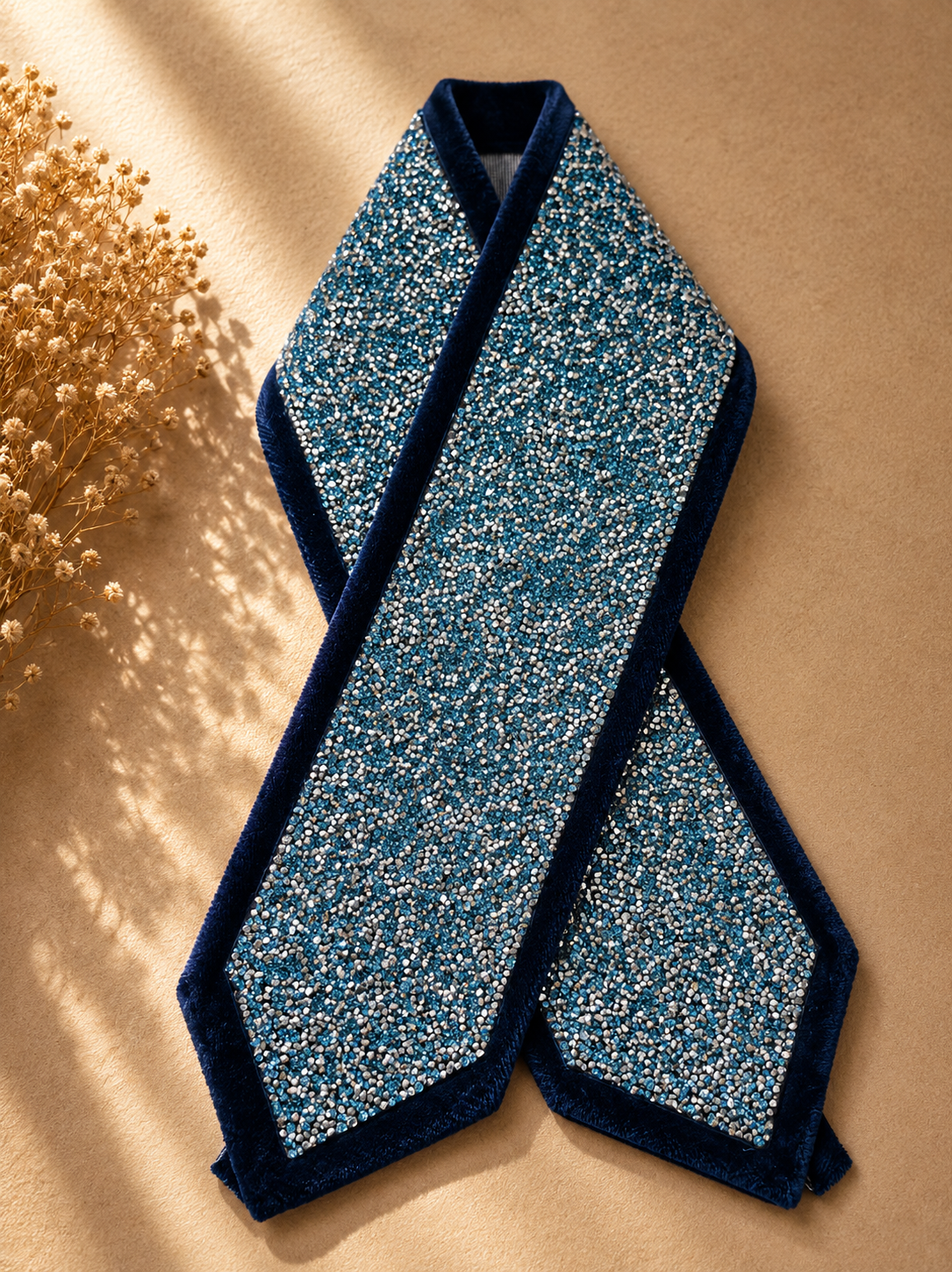 Blue Crystal Velvet Atarah – Handmade in Israel