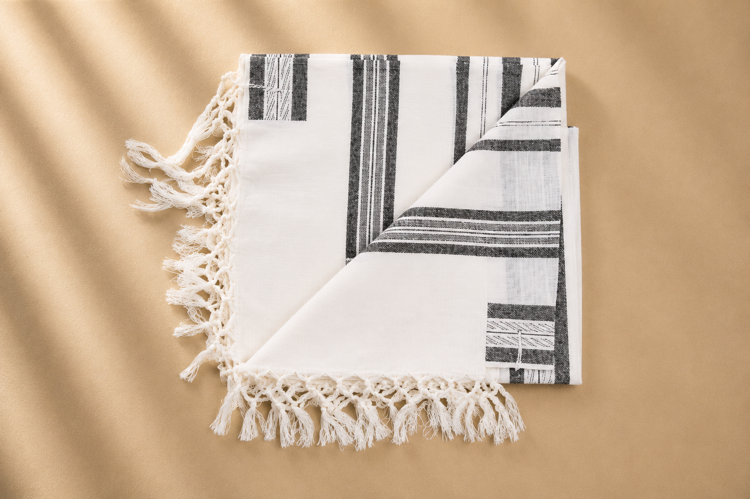 HALEL - Special Non Slip Pure Wool Tallit - Gray Stripes