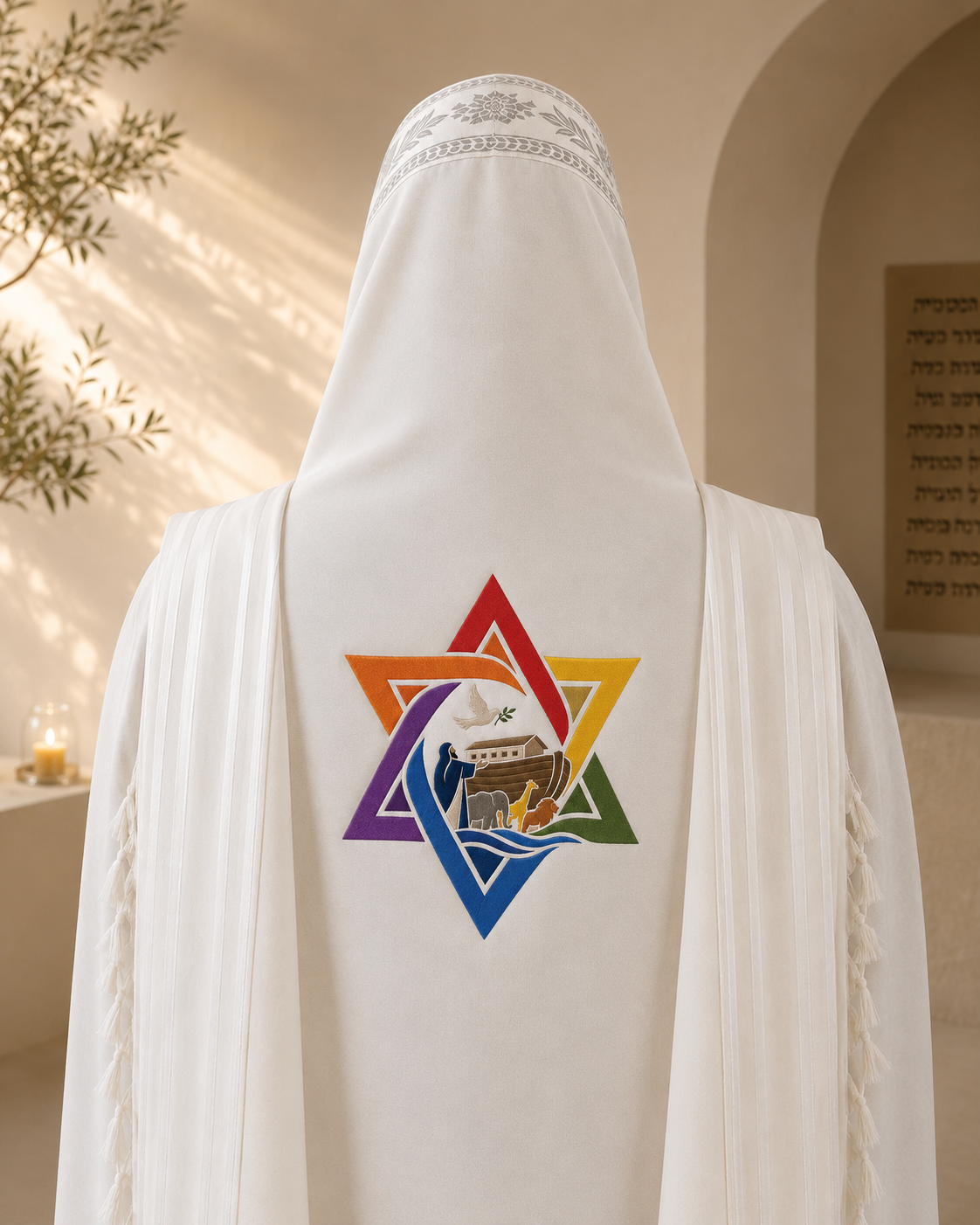 Noah's Covenant Embroidery Design – Custom Tallit Back Embroidery