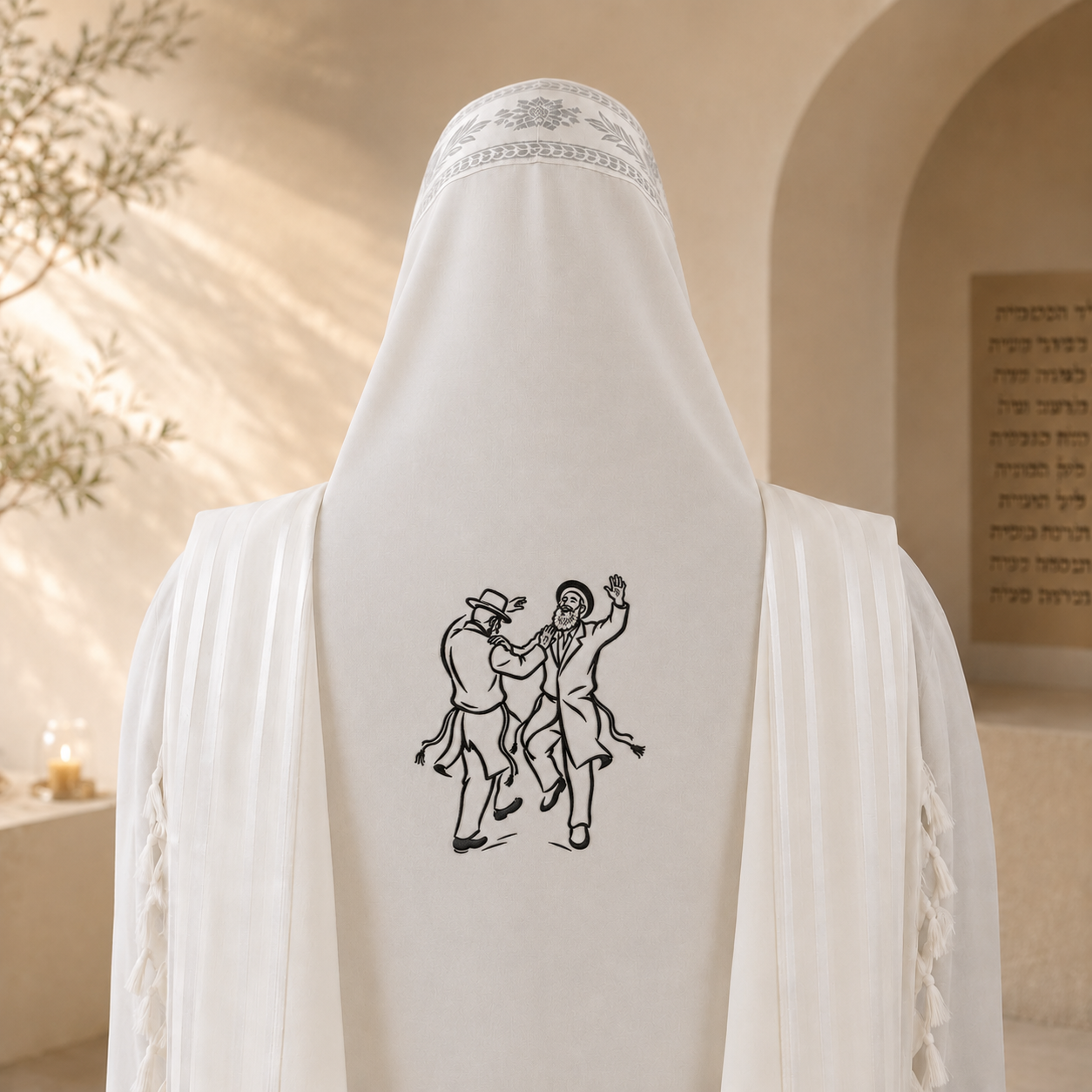 Dancing Chassidim – Single Color  Embroidery Design