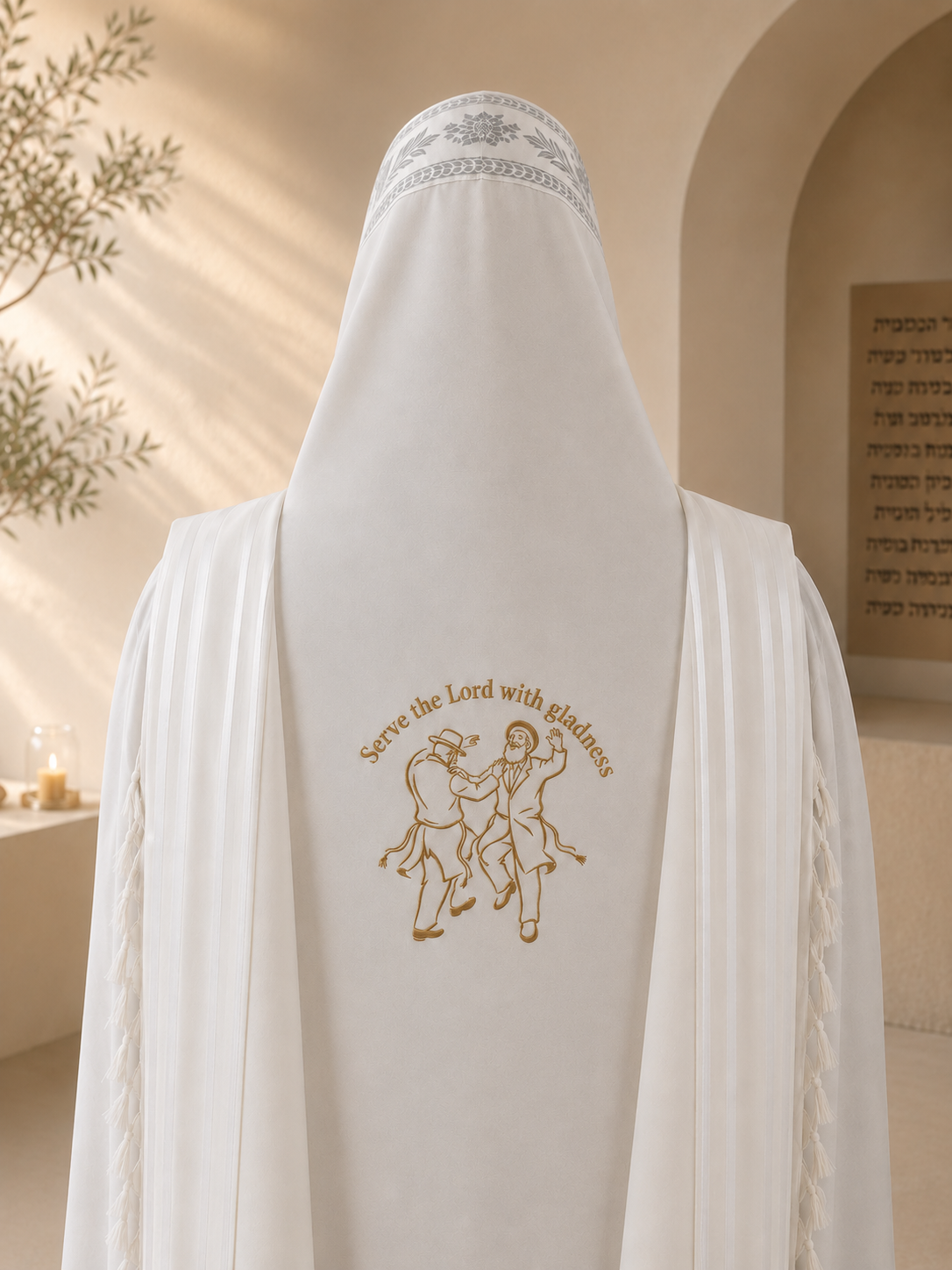 Serve the Lord with Gladness – Dancing Chassidim Single Color Embroidery Design