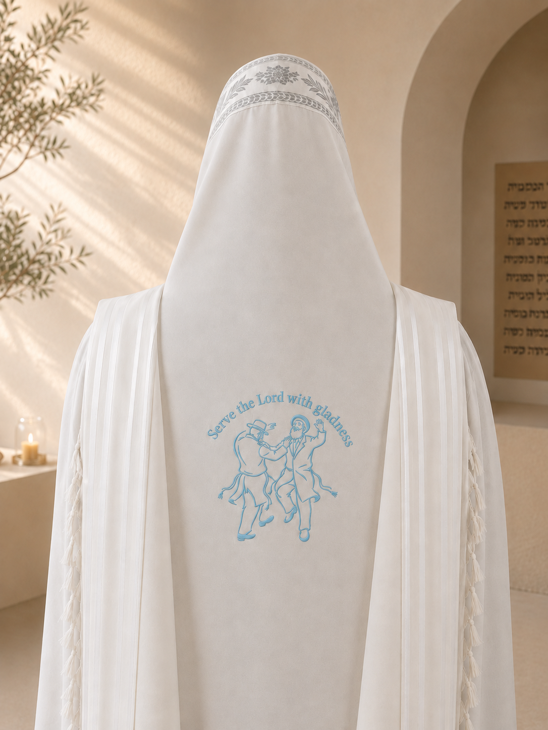 Serve the Lord with Gladness – Dancing Chassidim Single Color Embroidery Design