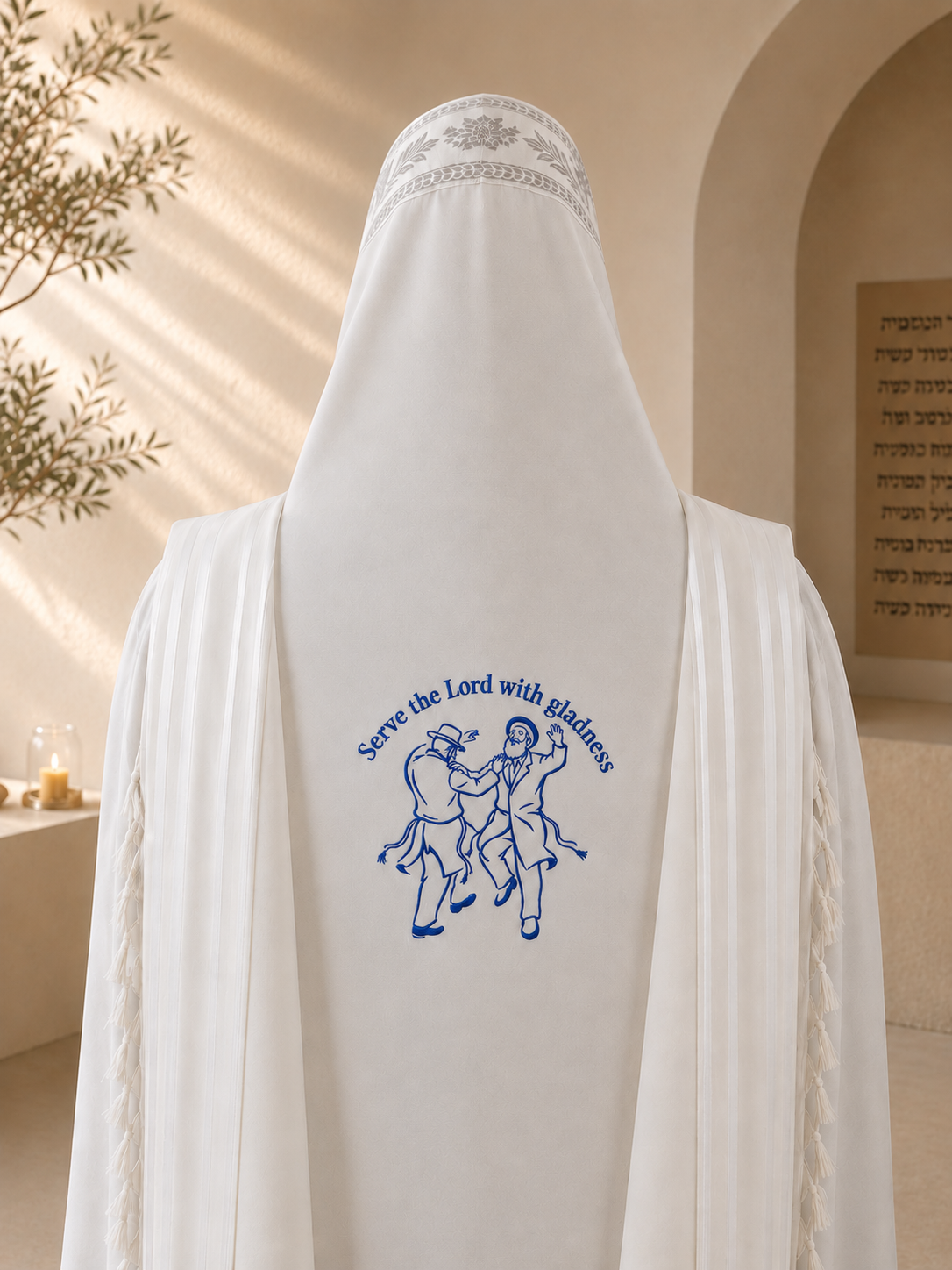 Serve the Lord with Gladness – Dancing Chassidim Single Color Embroidery Design