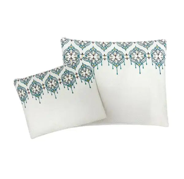 Handmade Linen Tallit Bag – White with Ornamental Pattern