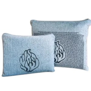 Linen Tallit & Tefillin Bag Set – Flame Logo with “Tikkun HaKlali” Laser Engraved Design