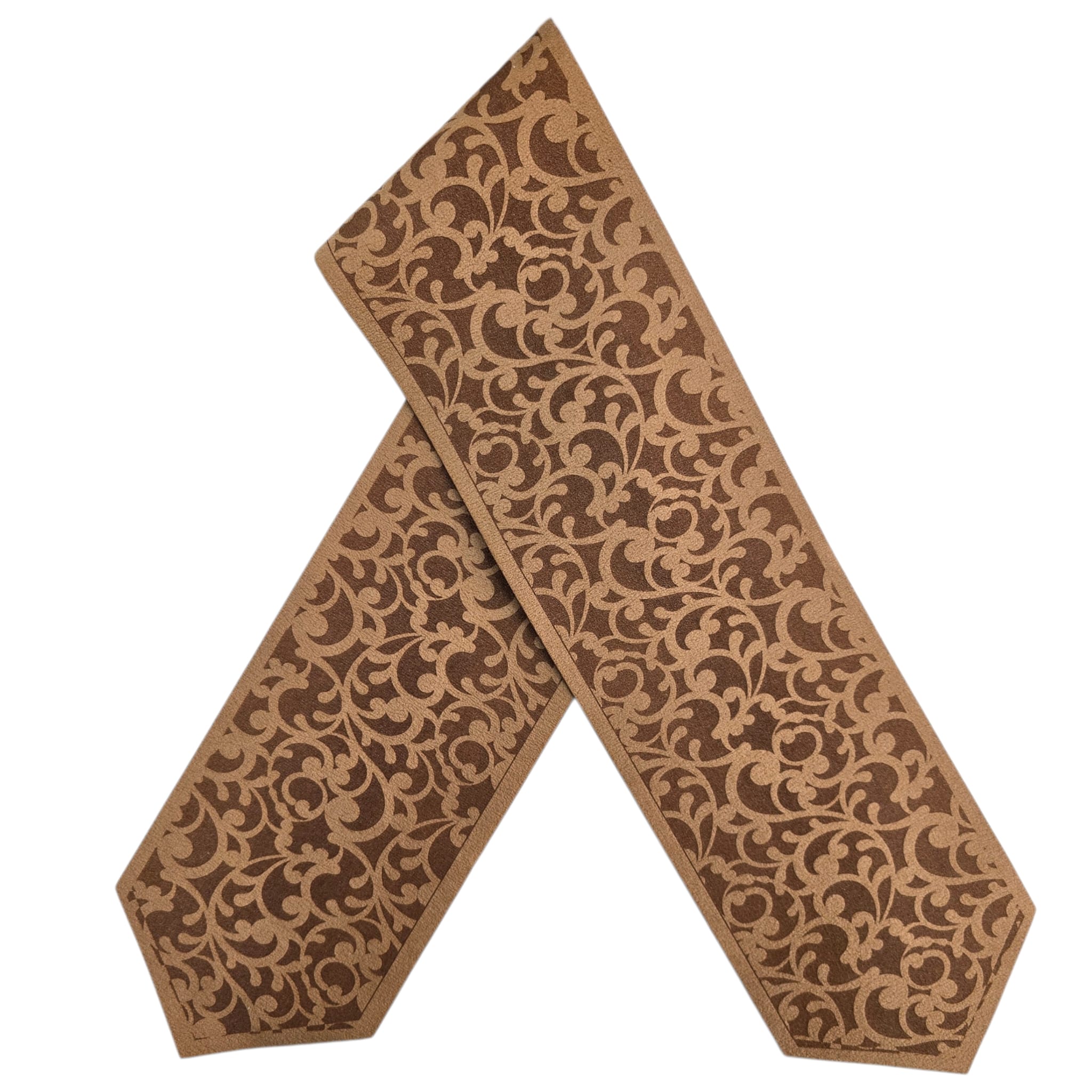 Premium Suede Fabric Atarah – Brown Leaf & Branch Laser Engraved Design