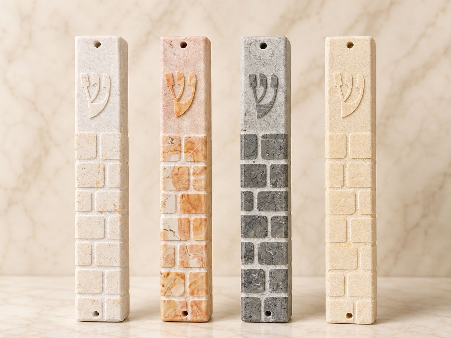 Jerusalem Stone Mezuzah Case – Westren Wall -Rectangle- Handmade in Israel (Multiple Sizes & Colors) (Copy)