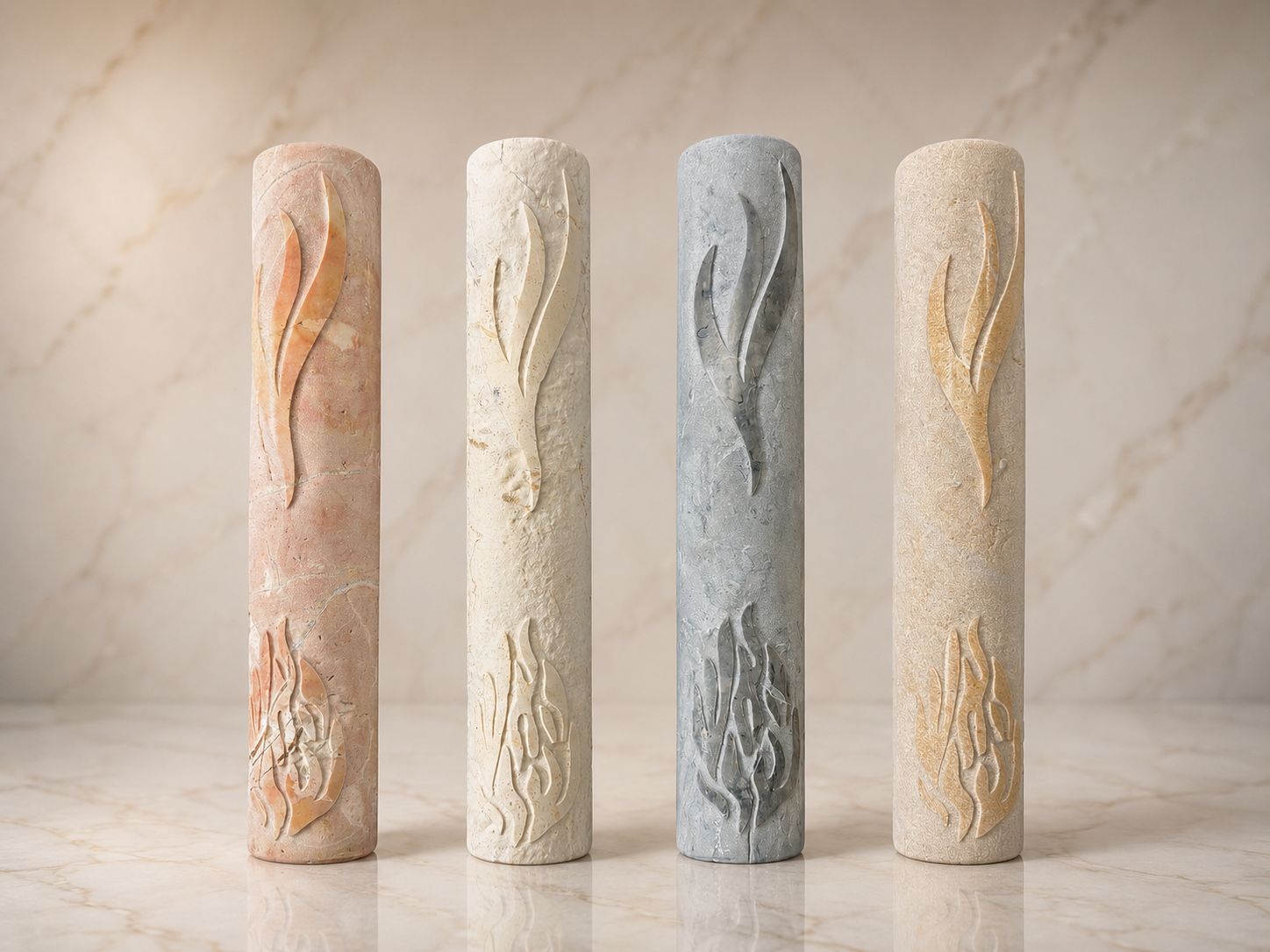 Handmade Jerusalem Stone Mezuzah – “Esh Sheli” Flame Logo Engraving