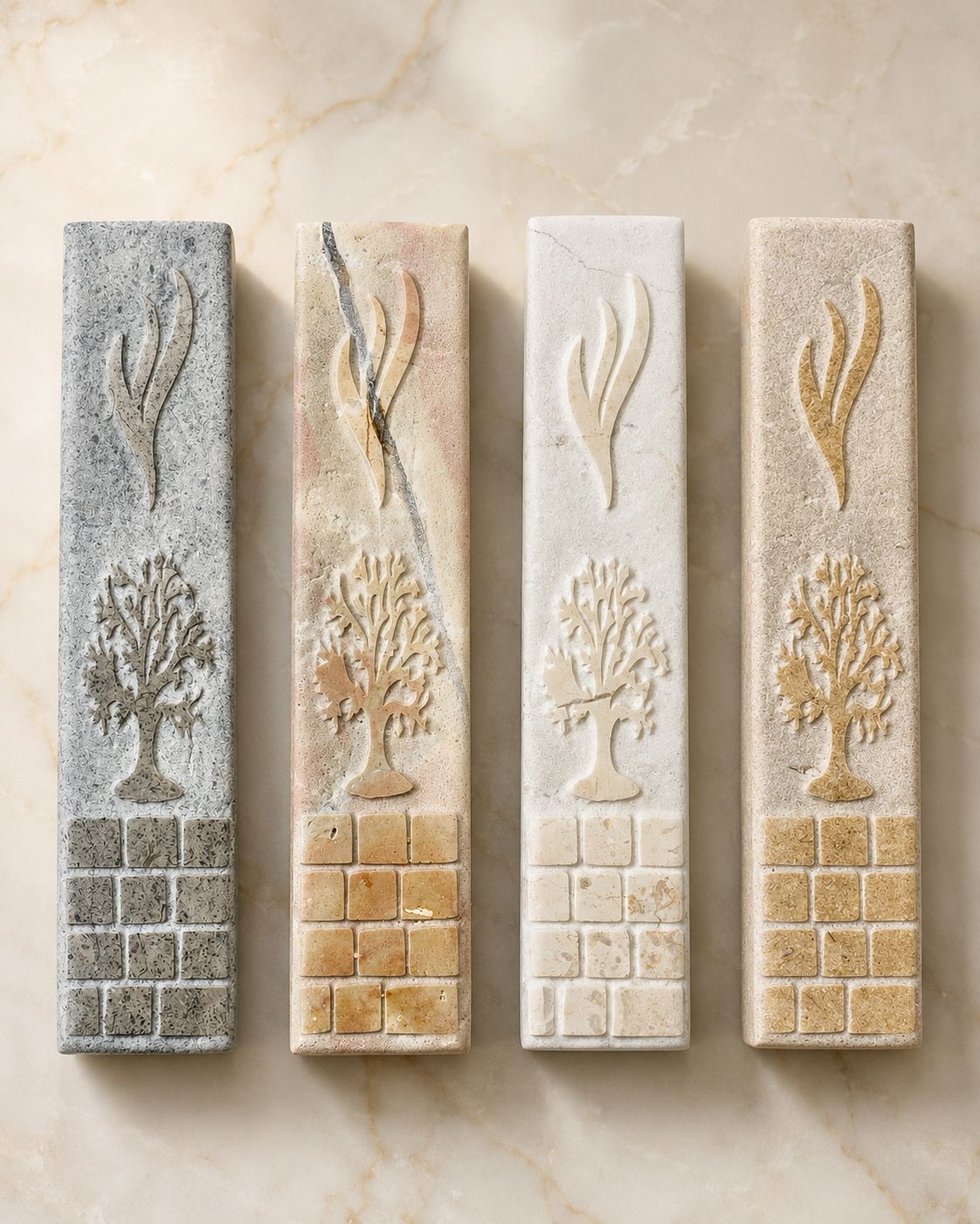 Rectangular Jerusalem Stone Mezuzah Case – Shin & Tree of Life Engraved Design (Copy)