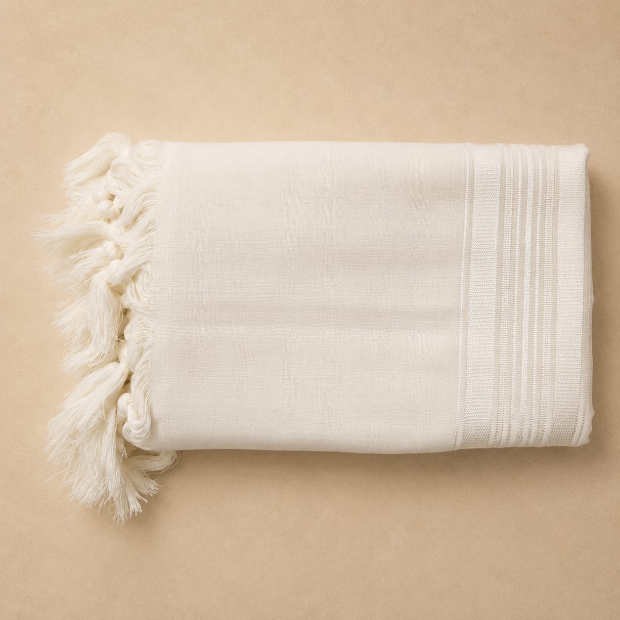 MODIM- Classic texture pure wool tallit-White stripes