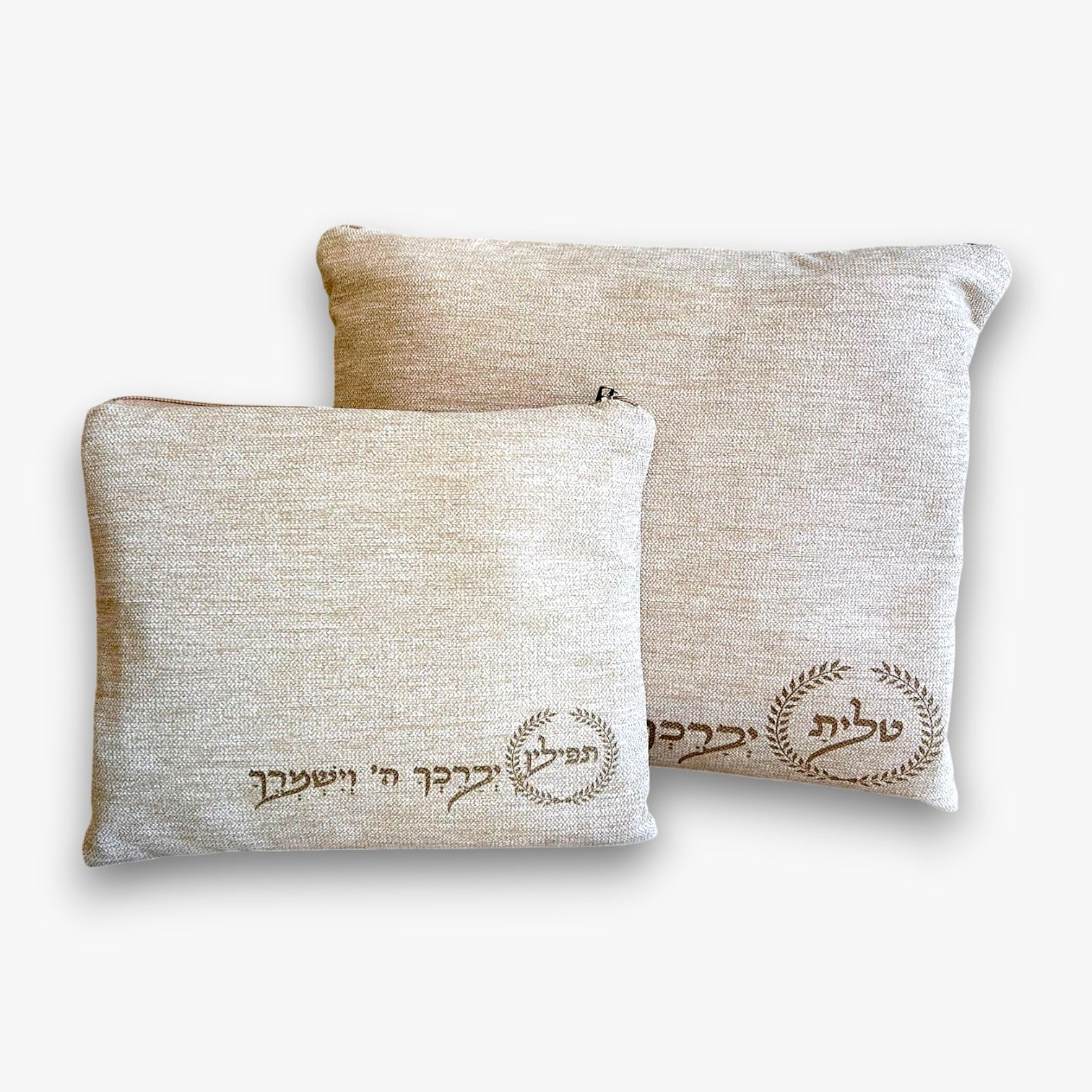 Linen Tallit & Tefillin Bag Set – Laser Engraved “Yevarechecha Hashem Veyishmerecha” Design (Multiple Colors)