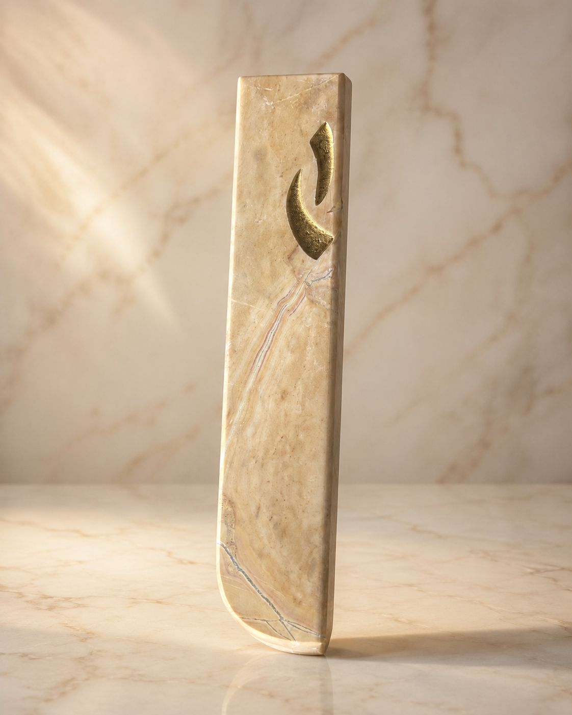 Handmade Jerusalem Stone Mezuzah – Smooth Finish with Angled Shin