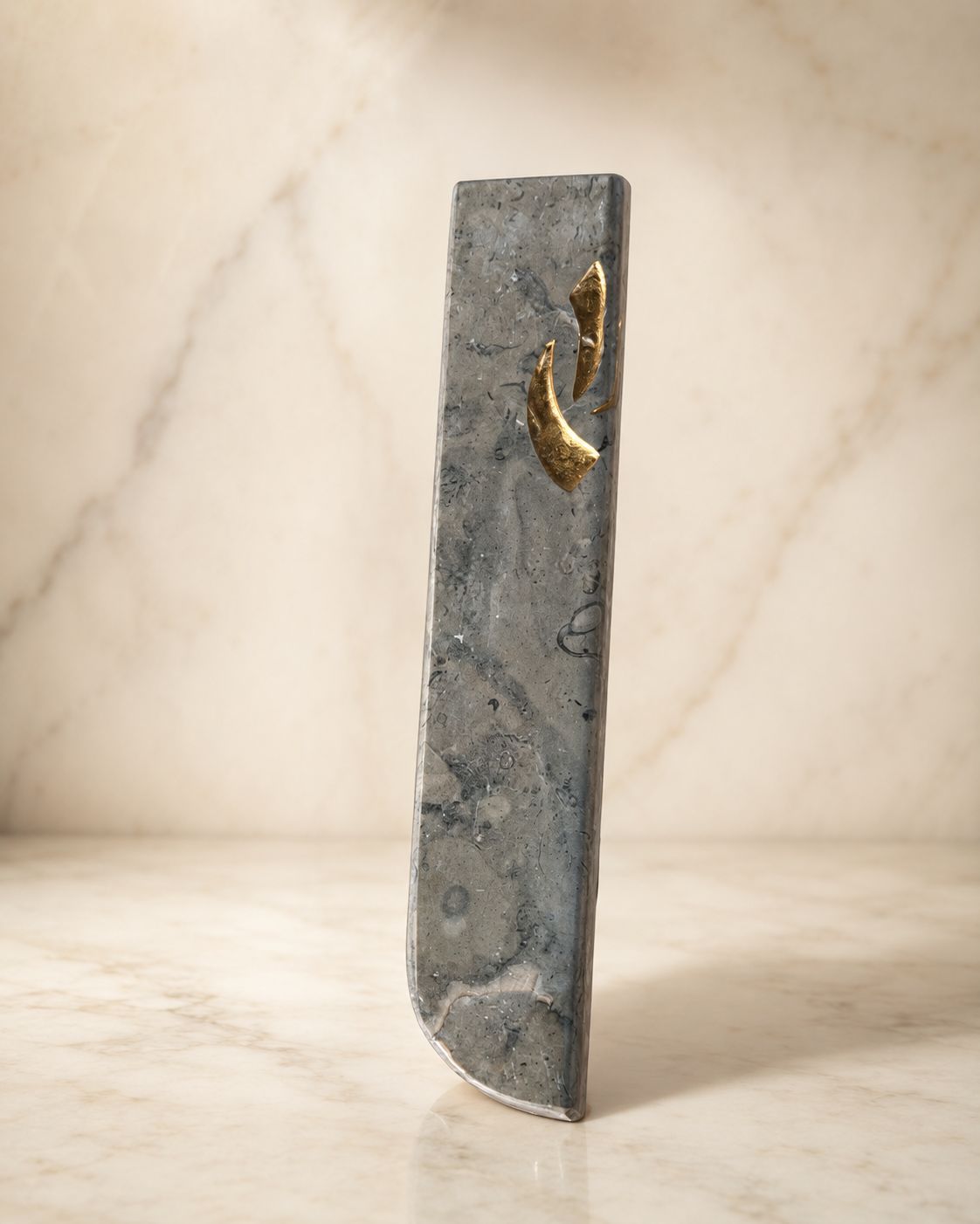 Handmade Jerusalem Stone Mezuzah – Smooth Finish with Angled Shin