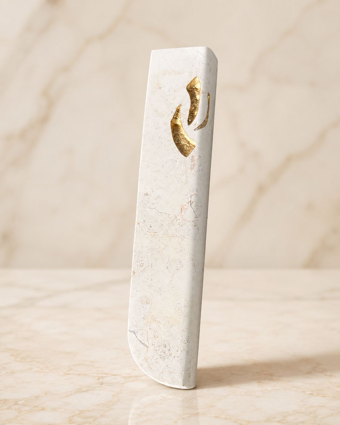Handmade Jerusalem Stone Mezuzah – Smooth Finish with Angled Shin