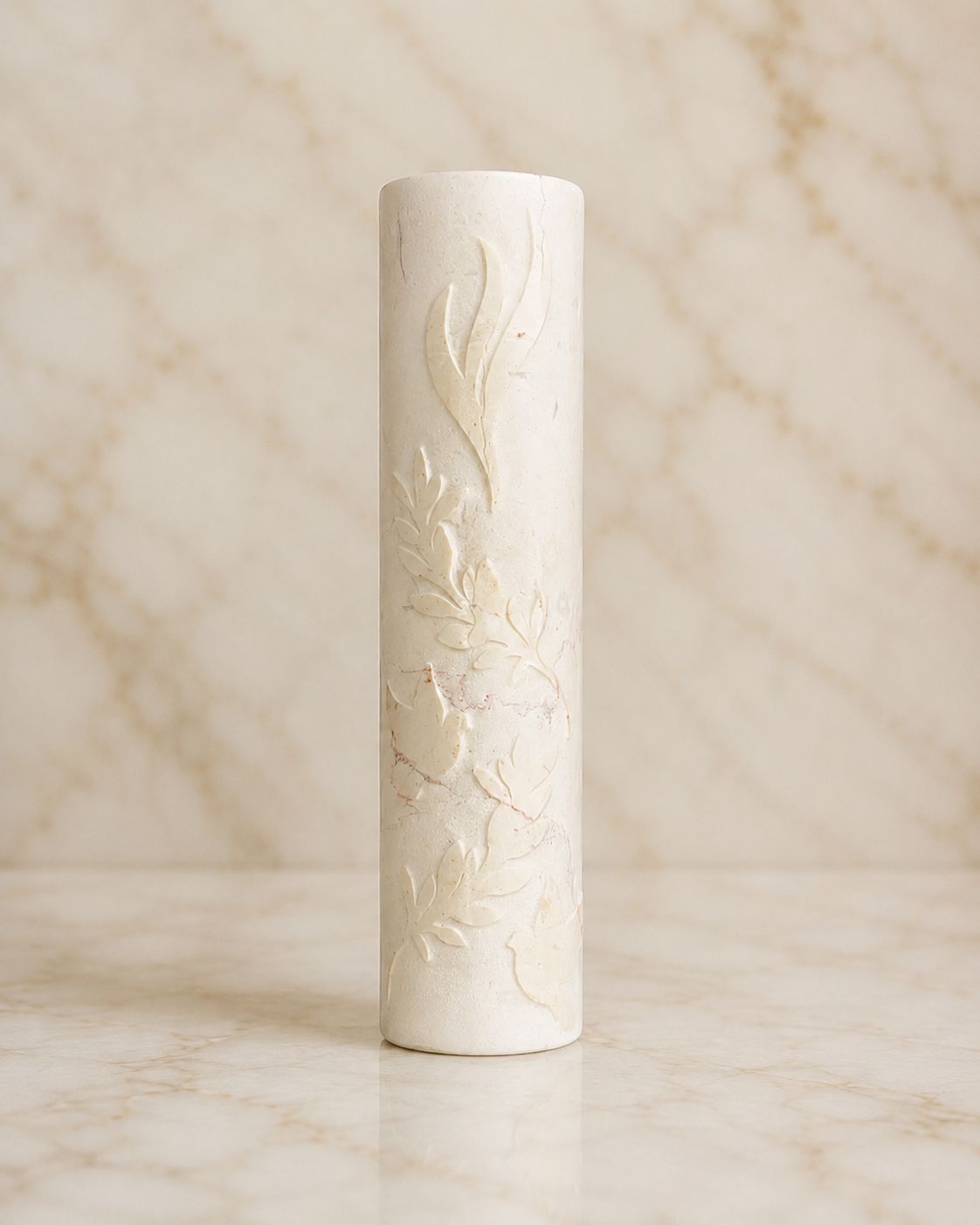 Jerusalem Stone Mezuzah Case – Shin, Dove & Olive Branch Engraved Design