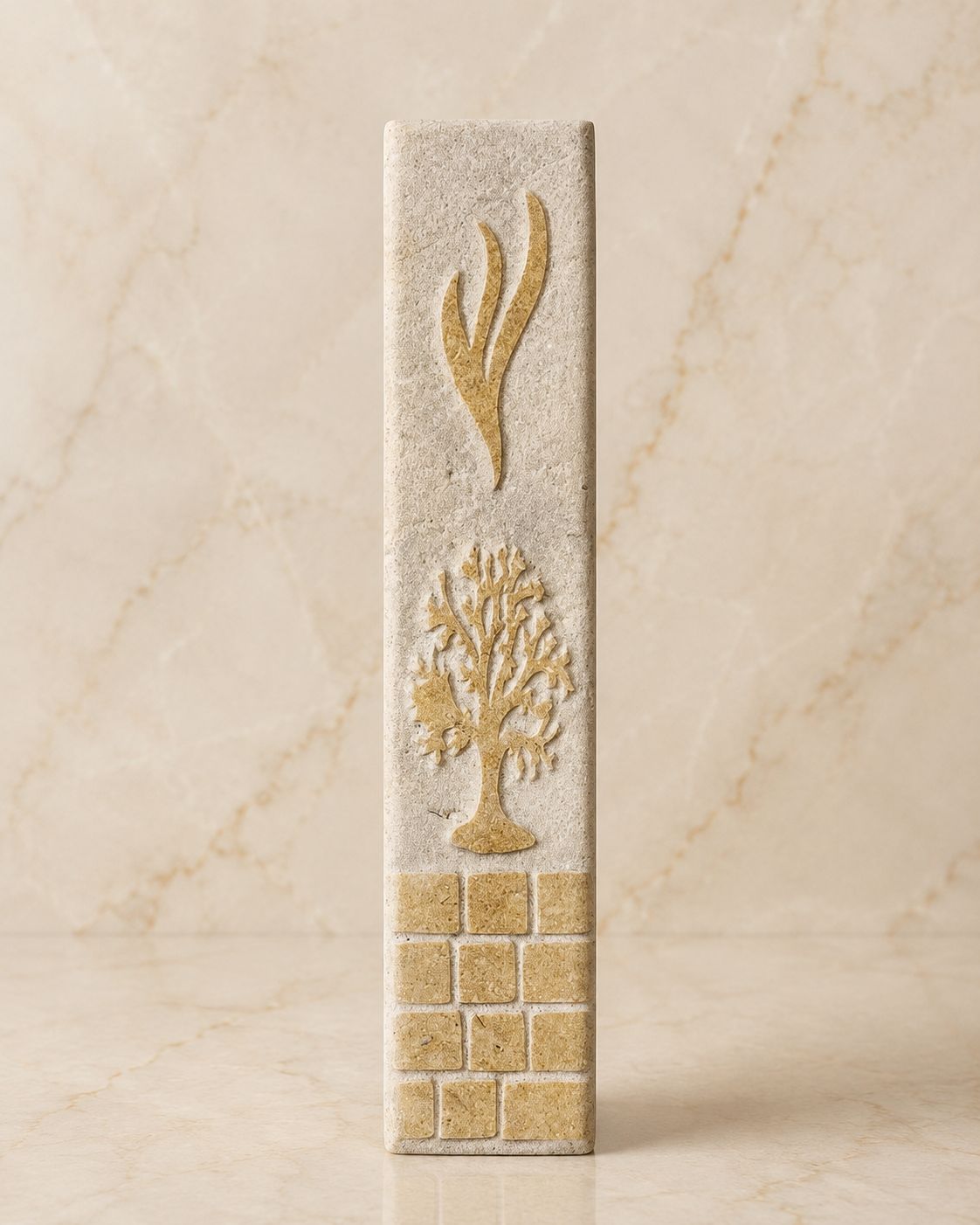 Rectangular Jerusalem Stone Mezuzah Case – Shin & Tree of Life Engraved Design (Copy)