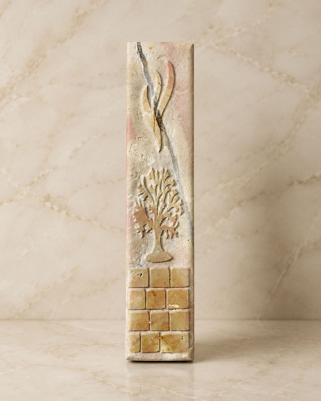 Rectangular Jerusalem Stone Mezuzah Case – Shin & Tree of Life Engraved Design (Copy)