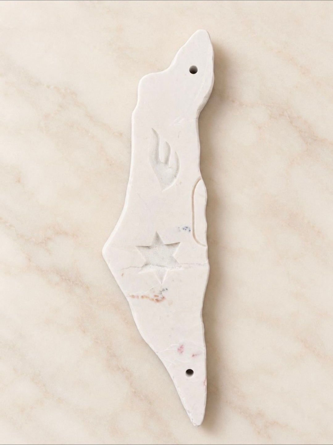 Jerusalem Stone Mezuzah Case – Map of Israel Design with Central Star of David & Shin Engraving
