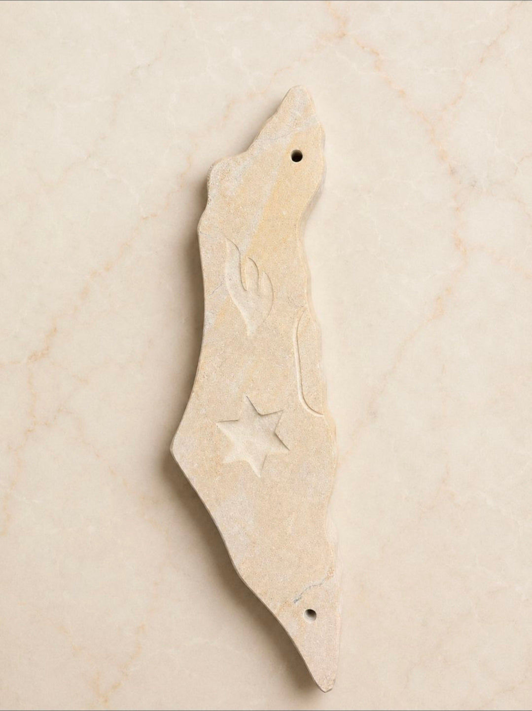 Jerusalem Stone Mezuzah Case – Map of Israel Design with Central Star of David & Shin Engraving
