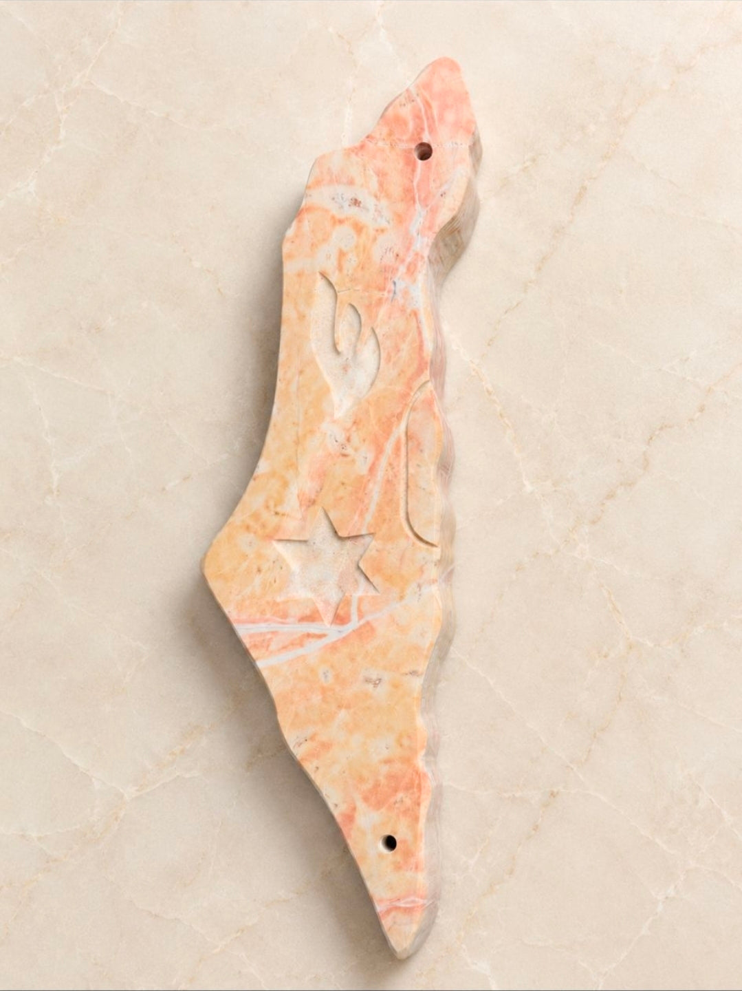 Jerusalem Stone Mezuzah Case – Map of Israel Design with Central Star of David & Shin Engraving