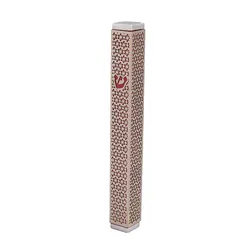 Mezuzah + Full Metal Cutout - Magen David - Red