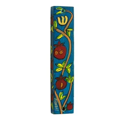 Small Wooden Mezuzah - 10 cm - Pomegranate Tree