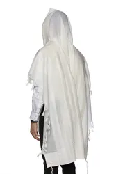 MODIM- Classic texture pure wool tallit-White stripes