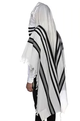 MODIM- Classic texture pure wool tallit-Black stripes
