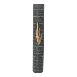Hand Made Stone Mezuzah Case- Lines- Round