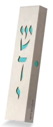 Sleek stainless steel and acrylic mezuzah case